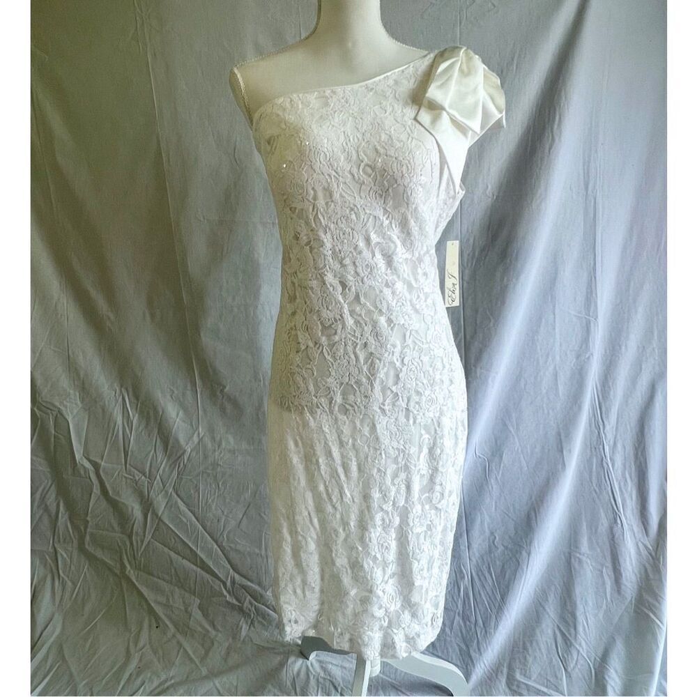 NWT Elia J one shoulder midi lace sequin dress, sie 16